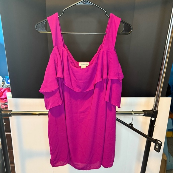 Catherines Tops - Catherines: Magenta Off-Shoulder Ruffle Top size 26